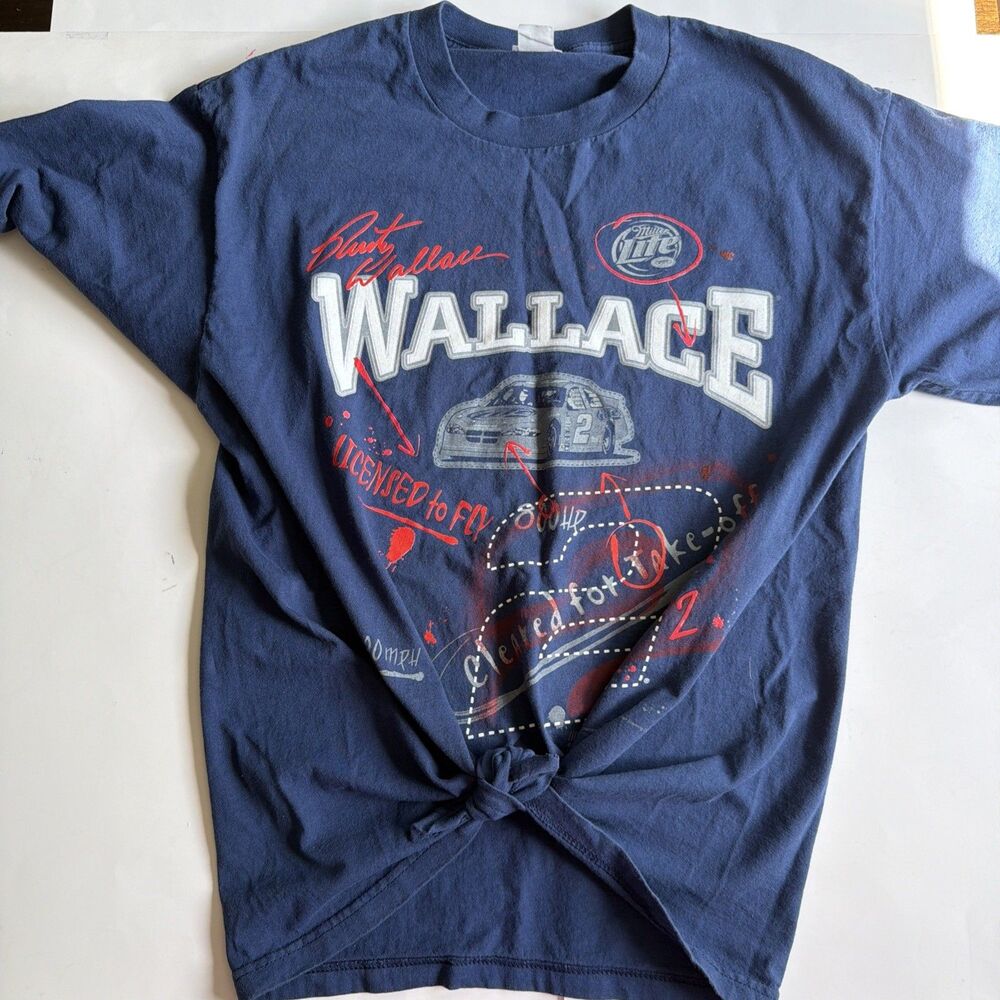 Vtg 1999 Rusty Wallace NASCAR Shirt Large Thrashed Distressed Rework Crop